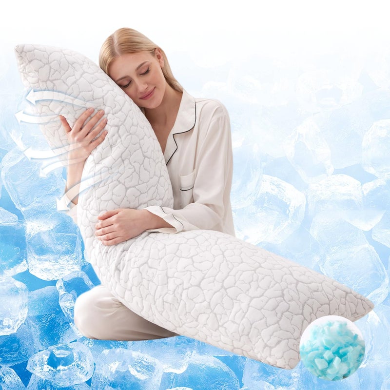 WGAKCED Cooling Body Pillow for Adults, Shredded Memory Foam Full Body Pillow with Adjustable Loft & Removable Washable Cover, Long Bed Pillow for Side Sleepers, Back Pain Relief (20x54 Inches) - Image 1