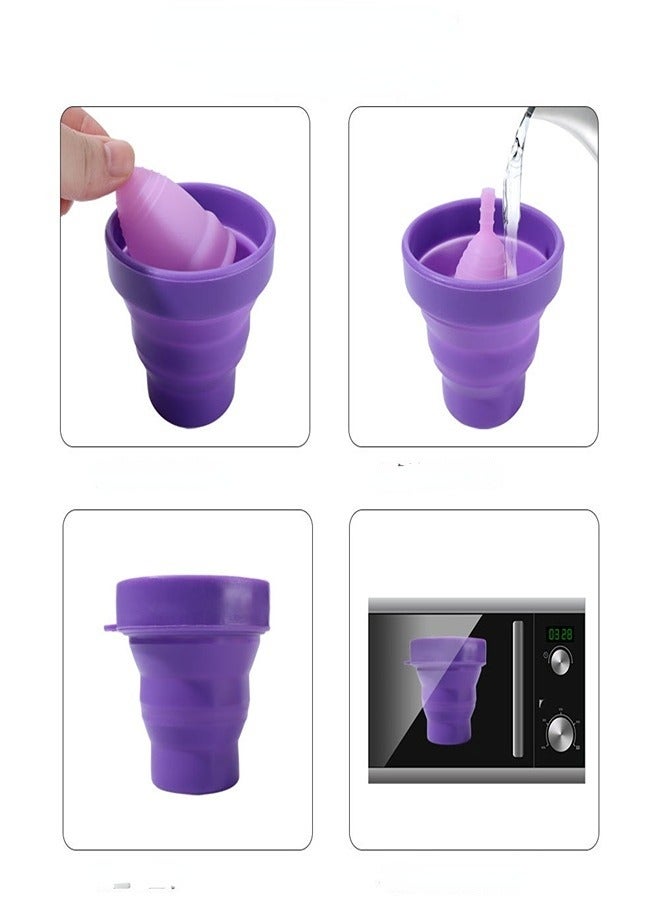 Generic Collapsible Silicone Cup Holder Sterilizing Container Storage for Menstrual Cup Microwave Friendly Menstrual Cup Sterilizer  - Image 2