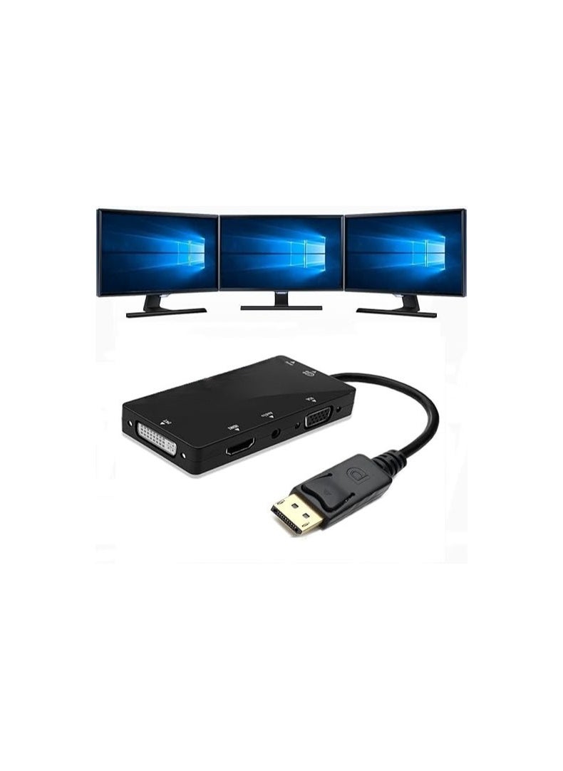 ماركة غير محددة محول كيبل 4 في 1 من منفذ عرض إلى HDMI وDVI وVGA مع مخرج صوت وميكرو USB – يدعم تشغيل 3 شاشات معًا  - Image 1