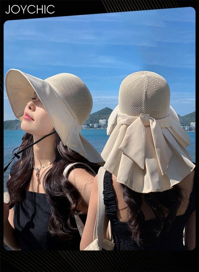Joychic قبعة حماية من الشمس للنساء صيفية ذات حواف عريضة، قبعة قابلة للطي ومحمولة للسيدات للسفر في الهواء الطلق مع حزام قابل للتعديل - Image 1