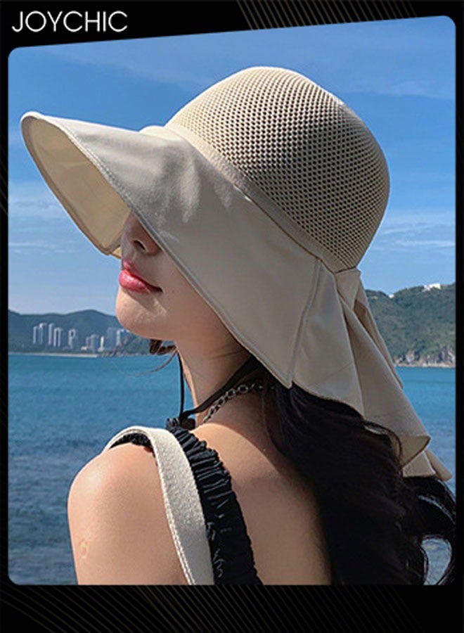 Joychic قبعة حماية من الشمس للنساء صيفية ذات حواف عريضة، قبعة قابلة للطي ومحمولة للسيدات للسفر في الهواء الطلق مع حزام قابل للتعديل - Image 3