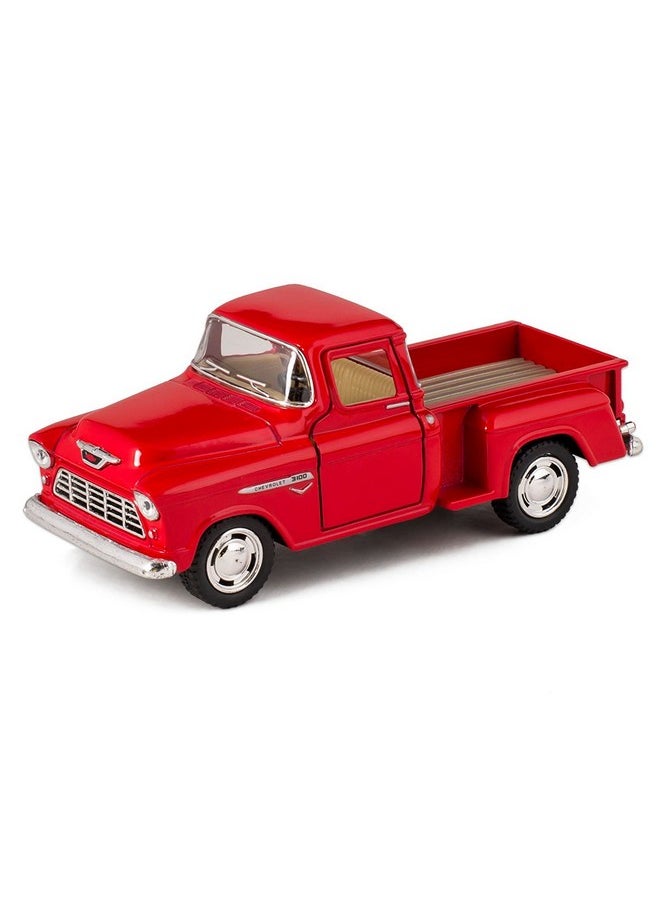Kinsmart Red 1955 Chevy Stepside Pickup Die Cast Collectible Toy Truck  - Image 1