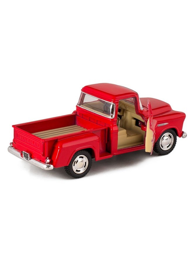 Kinsmart Red 1955 Chevy Stepside Pickup Die Cast Collectible Toy Truck  - Image 3