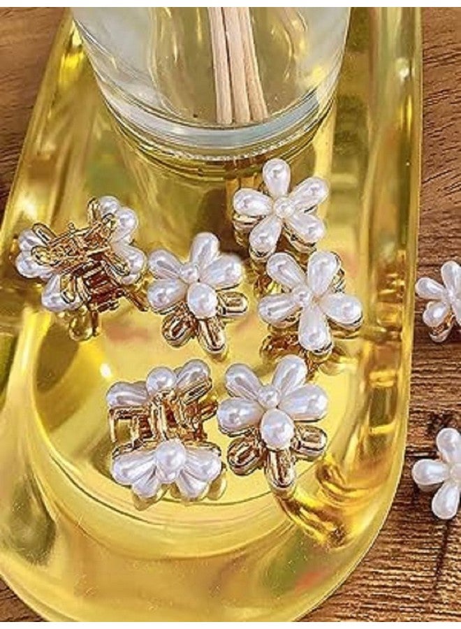 SUN Ring SUNRING Mini Pearl Claw Clip, Retro Hair Clips with Daisy Flower, Sweet Artificial Clips Decorative Hair Accessories for Women Hair Accessories (White, Pack of 6) - Image 2