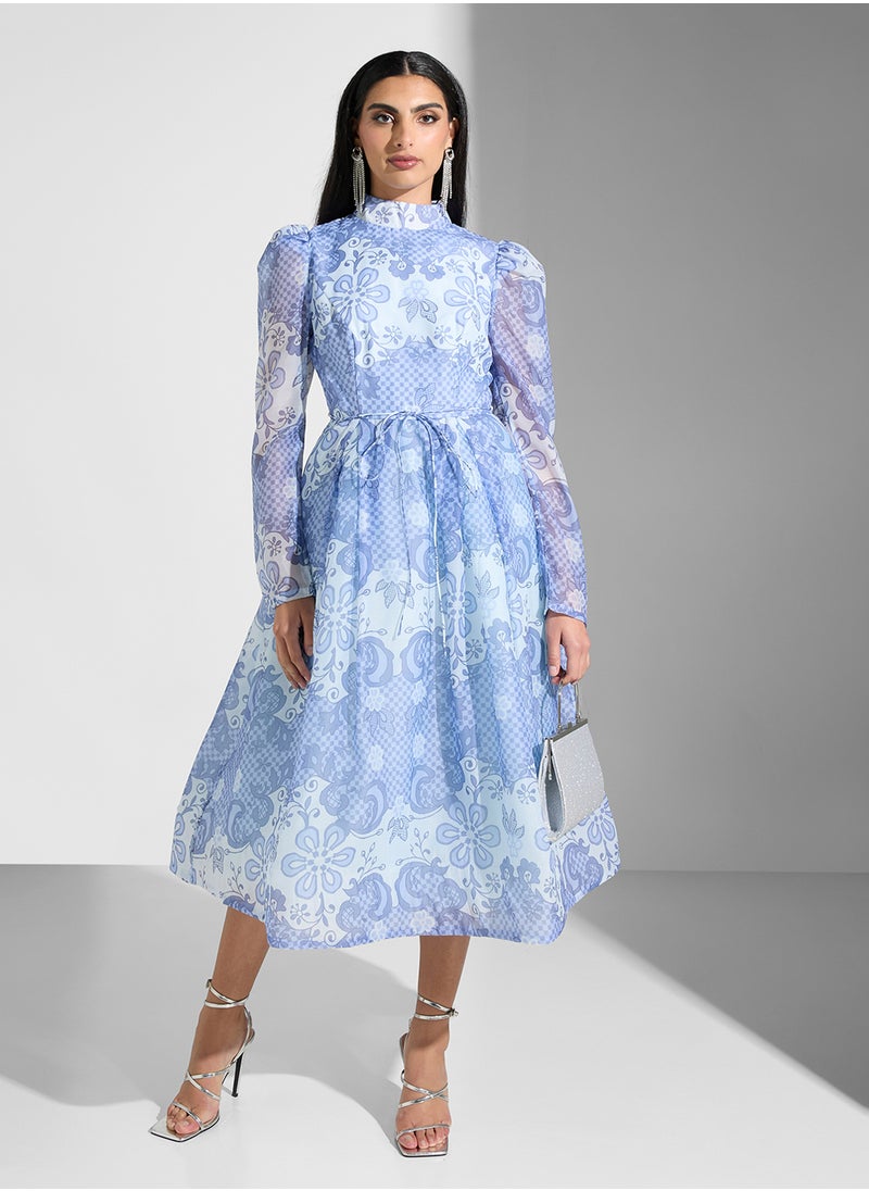 True Decadence Floral Print Lace Detail Detailed Dress  - Image 1