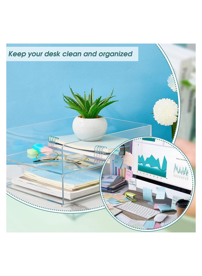 Eworld 3 Tier Stackable Acrylic Paper File Tray Clear Desk Organizer for Letter Size Documents, Versatile Office and Classroom Storage Rack with Transparent Display Stand for Workspace and Mail Arrangement  - Image 4