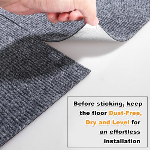 AKOLAFE 30 Pack Peel and Stick Carpet Tiles 12x12 Self Adhesive Carpets Squares for Basement Carpets for Concrete Floor Non Skid Carpet Tiles Clearance on Indoor Outdoor Carpet Squares Commercial Grey - Image 3