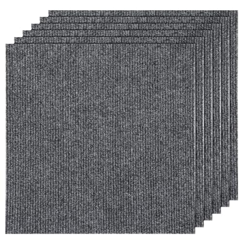 AKOLAFE 30 Pack Peel and Stick Carpet Tiles 12x12 Self Adhesive Carpets Squares for Basement Carpets for Concrete Floor Non Skid Carpet Tiles Clearance on Indoor Outdoor Carpet Squares Commercial Grey - Image 1