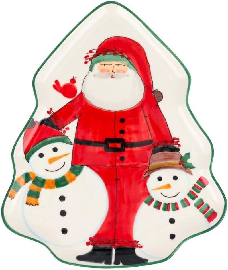 Vietri Vietri Old St Nick 2024 Limited Edition Figural Tree Platter 1725 Artisan Ceramic Christmas Dish  - Image 1