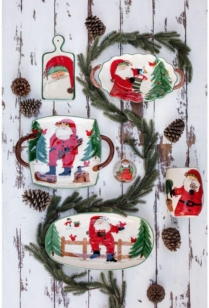 Vietri Vietri Old St Nick 2024 Limited Edition Figural Tree Platter 1725 Artisan Ceramic Christmas Dish  - Image 4
