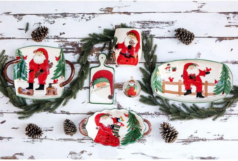 Vietri Vietri Old St Nick 2024 Limited Edition Figural Tree Platter 1725 Artisan Ceramic Christmas Dish  - Image 5