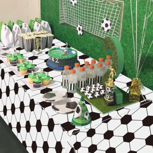 PTECDROTS 4Pcs Soccer Tablecloths, Soccer Pattern Party Table Cover, Rectangular Grass Tablecloths for Kids Soccer Theme Fan Sports Event Game Day Soccer Birthday Party Supplies, 51 x 86.6 Inch - Image 4