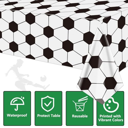 PTECDROTS 4Pcs Soccer Tablecloths, Soccer Pattern Party Table Cover, Rectangular Grass Tablecloths for Kids Soccer Theme Fan Sports Event Game Day Soccer Birthday Party Supplies, 51 x 86.6 Inch - Image 3