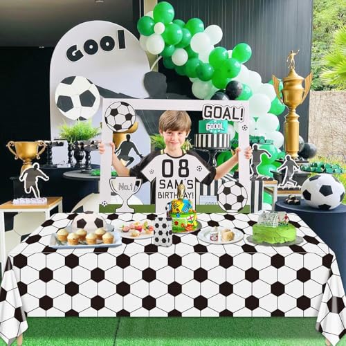 PTECDROTS 4Pcs Soccer Tablecloths, Soccer Pattern Party Table Cover, Rectangular Grass Tablecloths for Kids Soccer Theme Fan Sports Event Game Day Soccer Birthday Party Supplies, 51 x 86.6 Inch - Image 5
