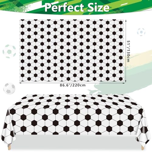 PTECDROTS 4Pcs Soccer Tablecloths, Soccer Pattern Party Table Cover, Rectangular Grass Tablecloths for Kids Soccer Theme Fan Sports Event Game Day Soccer Birthday Party Supplies, 51 x 86.6 Inch - Image 2