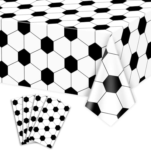 PTECDROTS 4Pcs Soccer Tablecloths, Soccer Pattern Party Table Cover, Rectangular Grass Tablecloths for Kids Soccer Theme Fan Sports Event Game Day Soccer Birthday Party Supplies, 51 x 86.6 Inch - Image 1