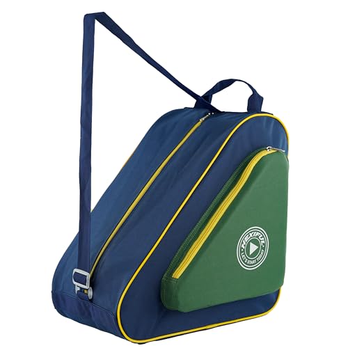 HEXIFUL Skate Bag to Carry Ice Skates, Inline Skates, Roller Skates and Quad Skates for Both Kids and Adults (Olive-Navyblue/Yellow) - Image 1