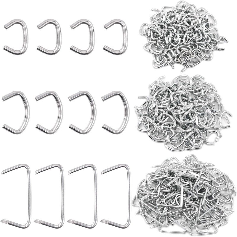 Keadic 1500Pcs 3/8" 1/2" 3/4" Galvanized Hog Rings Assortment Kit, Professional Upholstery Hog Rings Installation Kit for Furniture Upholstery, Bungee Shock, Meat & Sausage Casings, Animal Pet Cages - Image 1