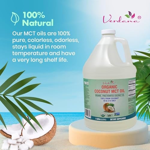 Verdana USDA Certified Organic Coconut MCT Oil –Fractionated Coconut Oil – No Palm Kernel Used – Kosher, Food Grade, Non-GMO – Great for Keto and Paleo Diets – 1Gallon - Image 4