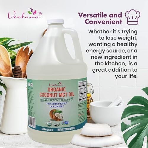 Verdana USDA Certified Organic Coconut MCT Oil –Fractionated Coconut Oil – No Palm Kernel Used – Kosher, Food Grade, Non-GMO – Great for Keto and Paleo Diets – 1Gallon - Image 5