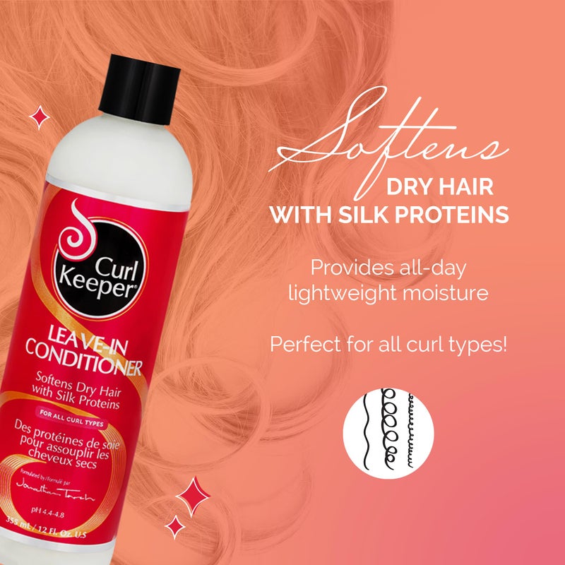Curl Keeper Leave-In Conditioner - Lightweight Moisture for All Curl Types, Softens Hair with Silk Proteins for Shine, 12 Fl Oz - Image 2