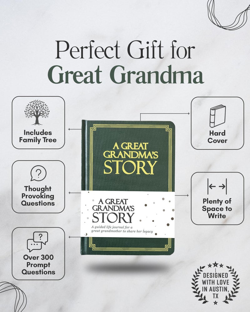 Coco & Lan Great Grandma's Life Story Journal (Hardcover): A Meaningful Keepsake for Great Grandma to Share Her Journey & Memories, Book Includes 250+ Prompts, Great Gifts for Mother's Day, Birthday & Christmas - Image 2