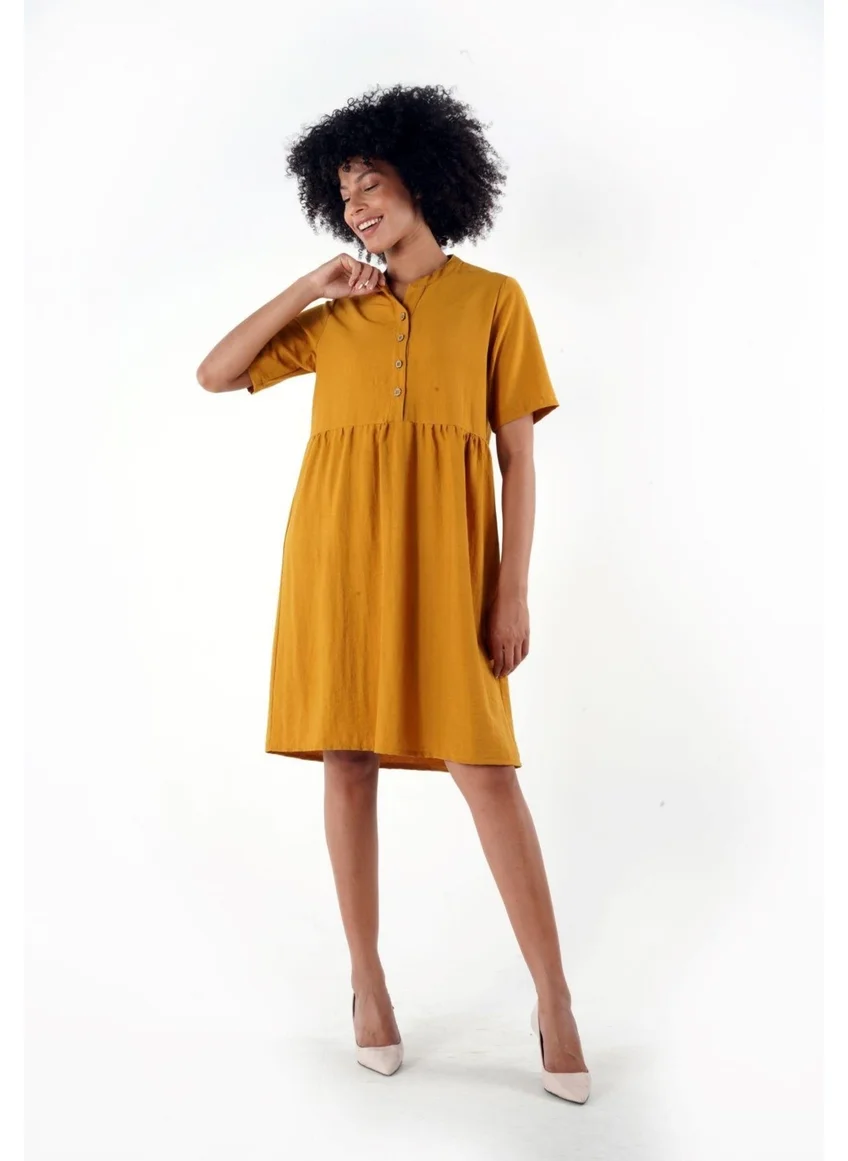 Alexander Gardi Buttoned Mandarin Collar Comfort Dress (B24-384 00)