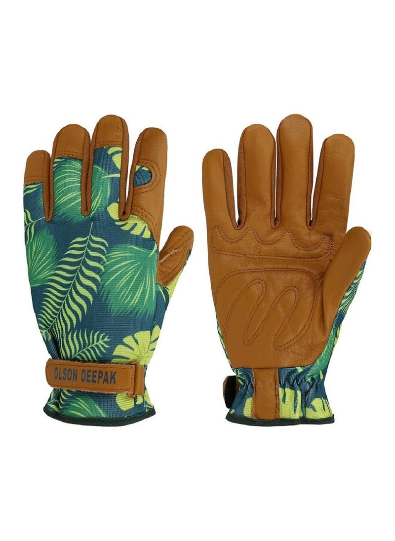 Generic Gardening Gloves, Unisex Heavy Duty Leather Safety Work Gloves, Waterproof Thorn Proof Breathable Gardening Working Gloves for Yard, Cleaning, Fishing, Camping, Brown  - Image 1