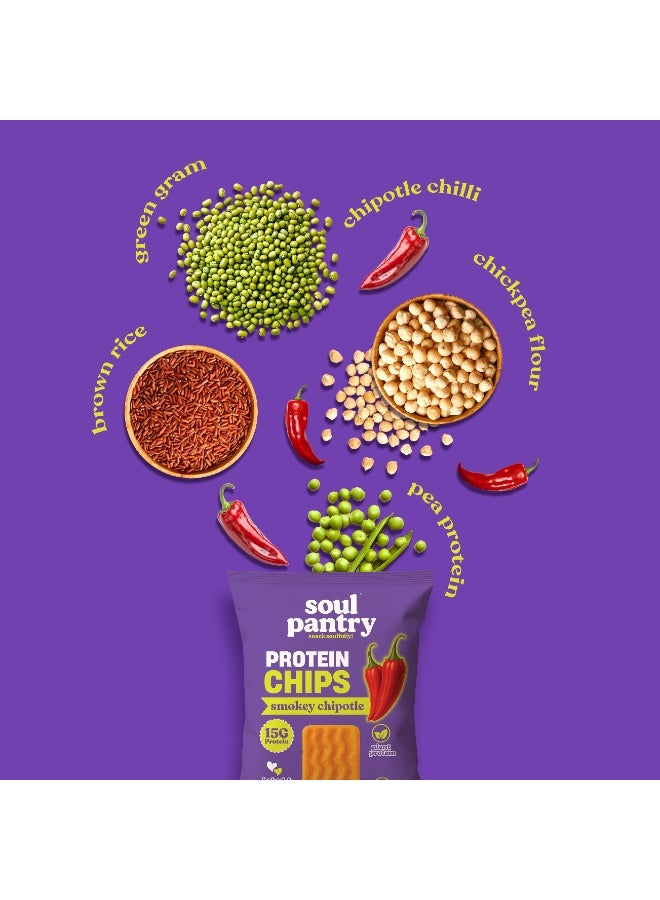 Soul Pantry Protein Chips – 10 Pack Smokey Chipotle Flavor | High Protein, Gluten Free, Healthy Snack | Plant-Based Baked Chips, Non-Gmo |