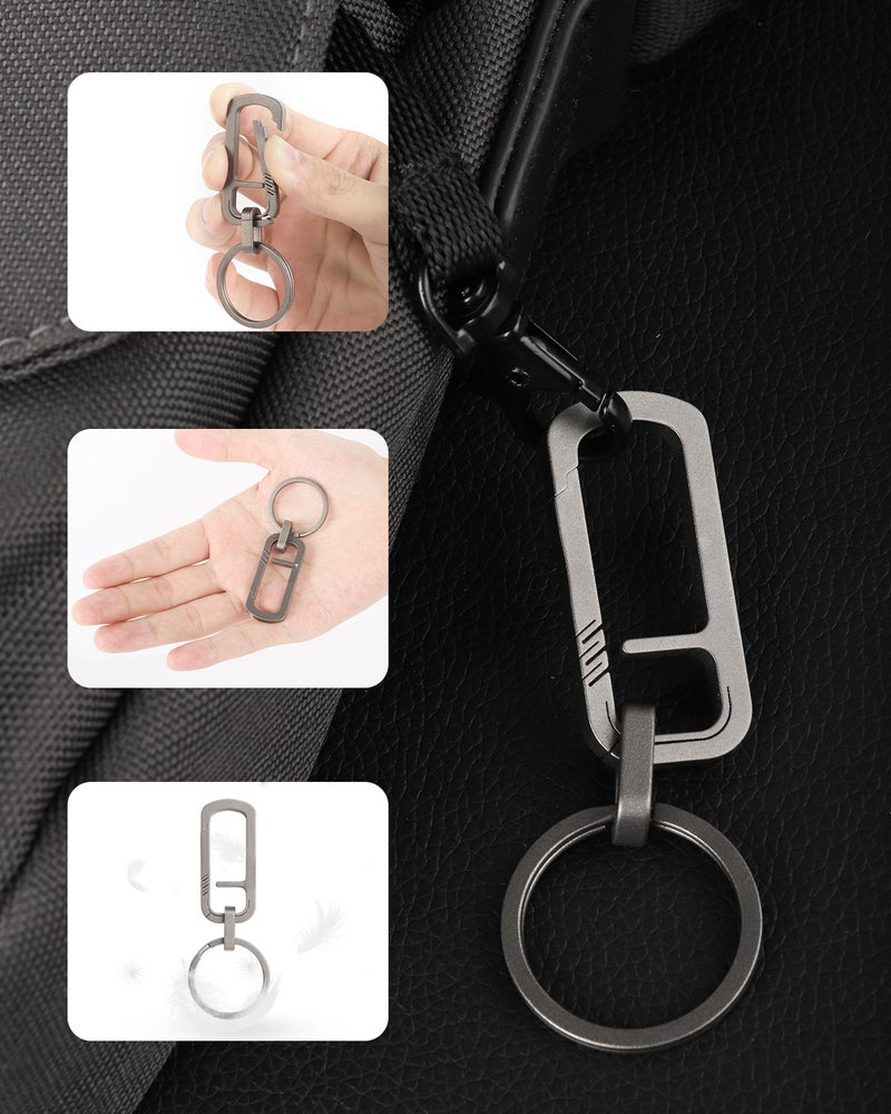 Titanium alloy car keychain men women high-grade waist hanging multifunctional stainless steel key chain ring ring personalised pendant A models Horse mouth box packaging - Image 5