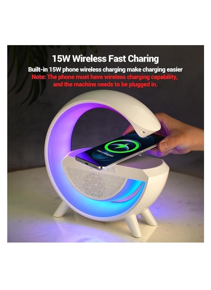 Generic LED  Wireless Charging Speaker, Latest Version Bluetooth Speaker, Decorative Night Light with Music, Stage Light, Loud Outdoor Sound, Fast Charging Station, Night Light, Table Lamp  - Image 5