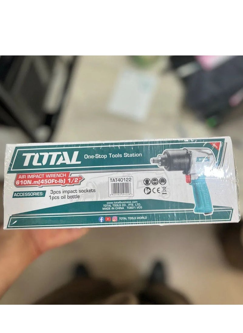 TOTAL Super Total Air Impact Wrench Twin Hammer – 1/2" Square Drive, 610Nm Torque, Perfect for Heavy-Duty Automotive Use Impact Gun for Auto Repair, Changing Tires and Automobile  - Image 3