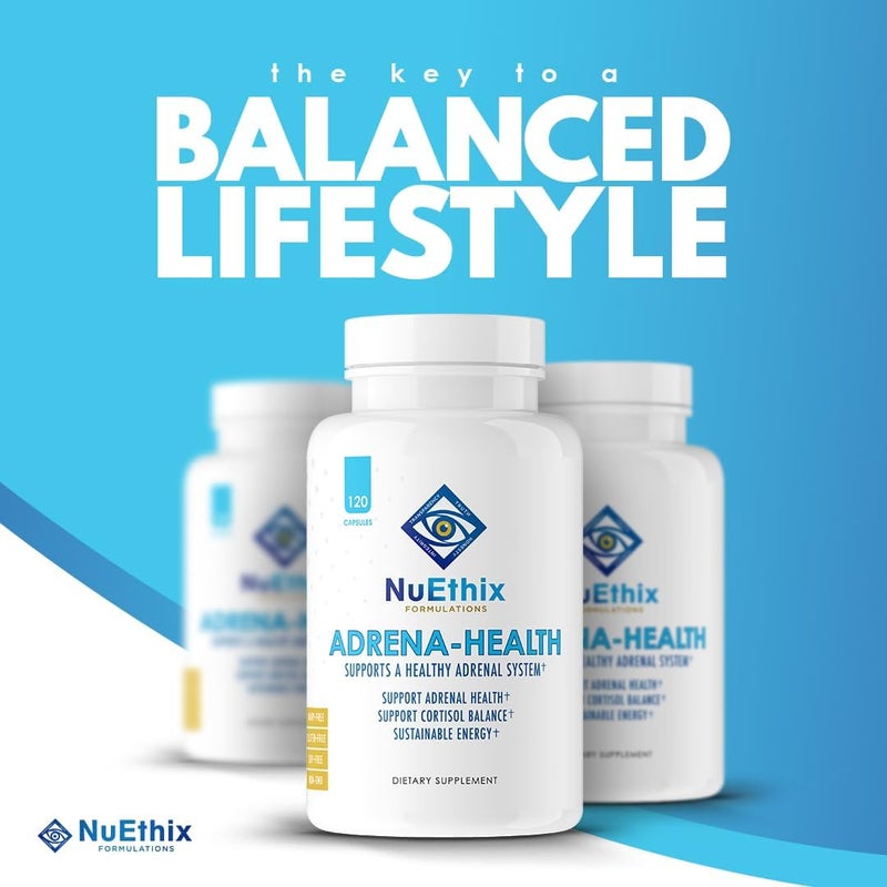 NuEthix Formulations AdrenaHealth Dietary Supplement Support Cortisol Health Energy Levels Mood Moderation Adrenal Support Supplements for Women  Men Fatigue Supplement  120 Capsules - Image 4