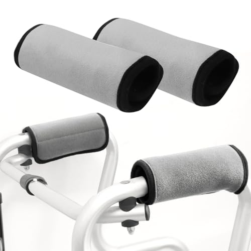 Bcautay 2 Pack Walker Handle Cushions Walker Grip Covers Pads Walker Padded Hand Grip Covers for Rolling Wheelchair Walker Elderly Grippers Rollator Handle (Grey) - Image 1