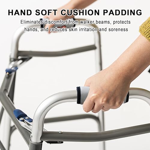 Bcautay 2 Pack Walker Handle Cushions Walker Grip Covers Pads Walker Padded Hand Grip Covers for Rolling Wheelchair Walker Elderly Grippers Rollator Handle (Grey) - Image 5