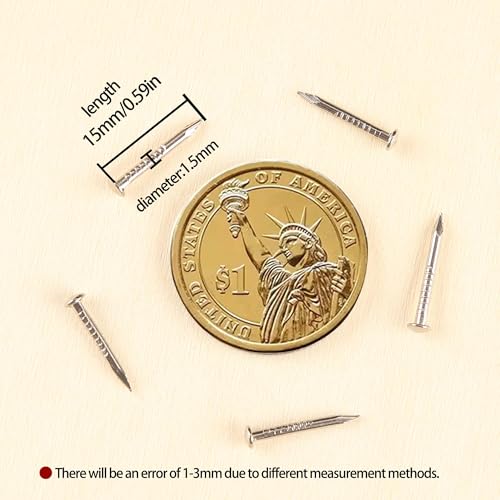 newlng 500pcs Small Nail Round Head Tiny Nails String Art Nails Hand-Made Hardware Accessories Fasteners Mini Nail 1.5mm X 15mm/0.06"X0.6"(DXL) Silver - Image 2