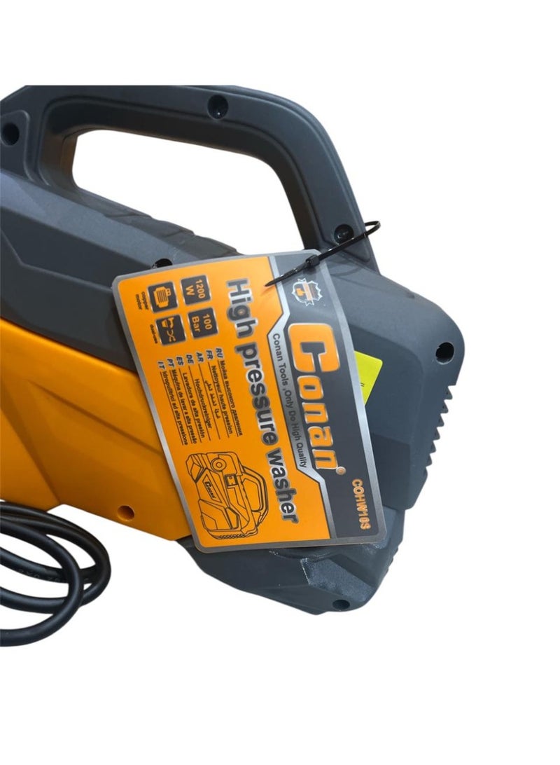 Conan High Pressure Washer – 1200W Power – 100Bar Pressure – 6.2L/min Flow – Model COHW10S – Compact Strong Design with Full Accessories Set - Image 5