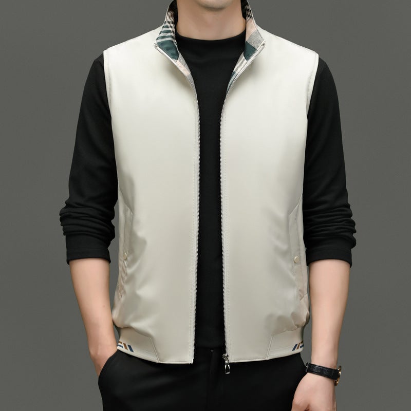 Autumn New Men'S Waistcoat Young And Middle-Aged Fashion Casual Zipper Stand Collar Thin Cardigan Coat Men'S Vest Generation - Image 2