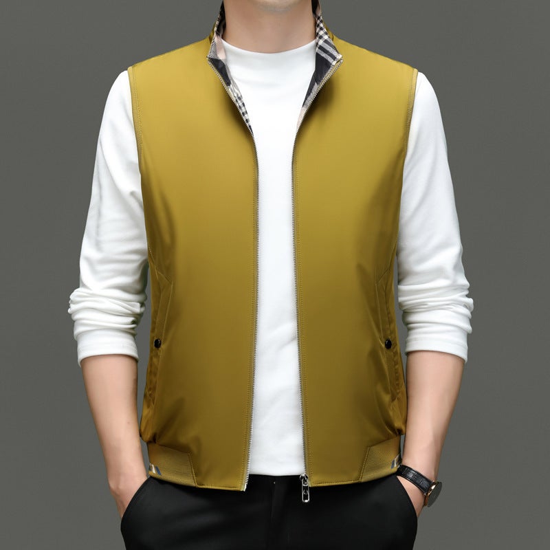 Autumn New Men'S Waistcoat Young And Middle-Aged Fashion Casual Zipper Stand Collar Thin Cardigan Coat Men'S Vest Generation - Image 5