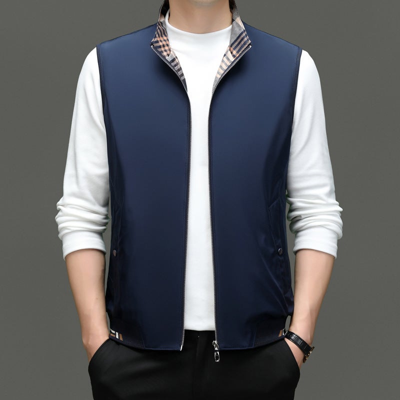 Autumn New Men'S Waistcoat Young And Middle-Aged Fashion Casual Zipper Stand Collar Thin Cardigan Coat Men'S Vest Generation - Image 4