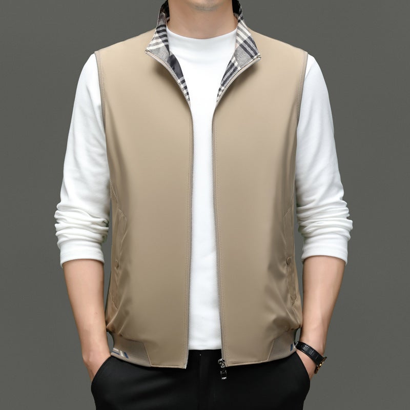 Autumn New Men'S Waistcoat Young And Middle-Aged Fashion Casual Zipper Stand Collar Thin Cardigan Coat Men'S Vest Generation - Image 1