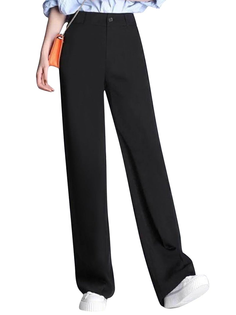 Toochki Trousers for Woman Pants Women's Formal Office Korean | Black Track Pant | Straight | Cotton Spandex Stretchable Trouser | High-Waisted Bottom Wear - Image 1