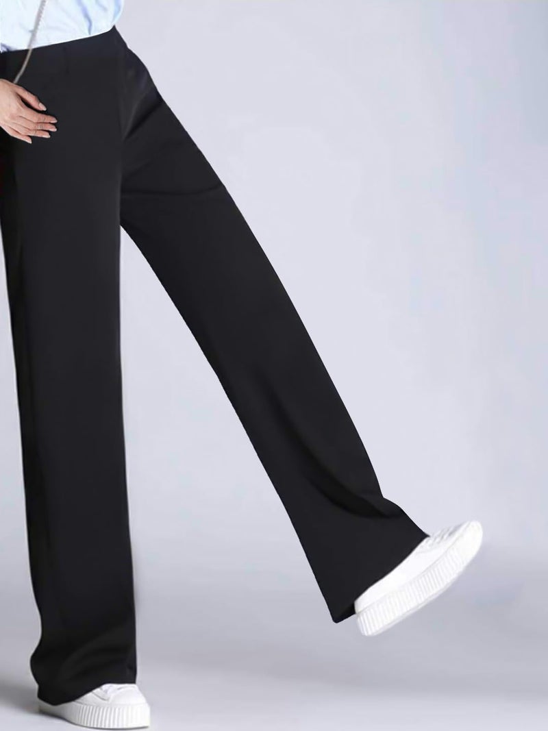 Toochki Trousers for Woman Pants Women's Formal Office Korean | Black Track Pant | Straight | Cotton Spandex Stretchable Trouser | High-Waisted Bottom Wear - Image 3
