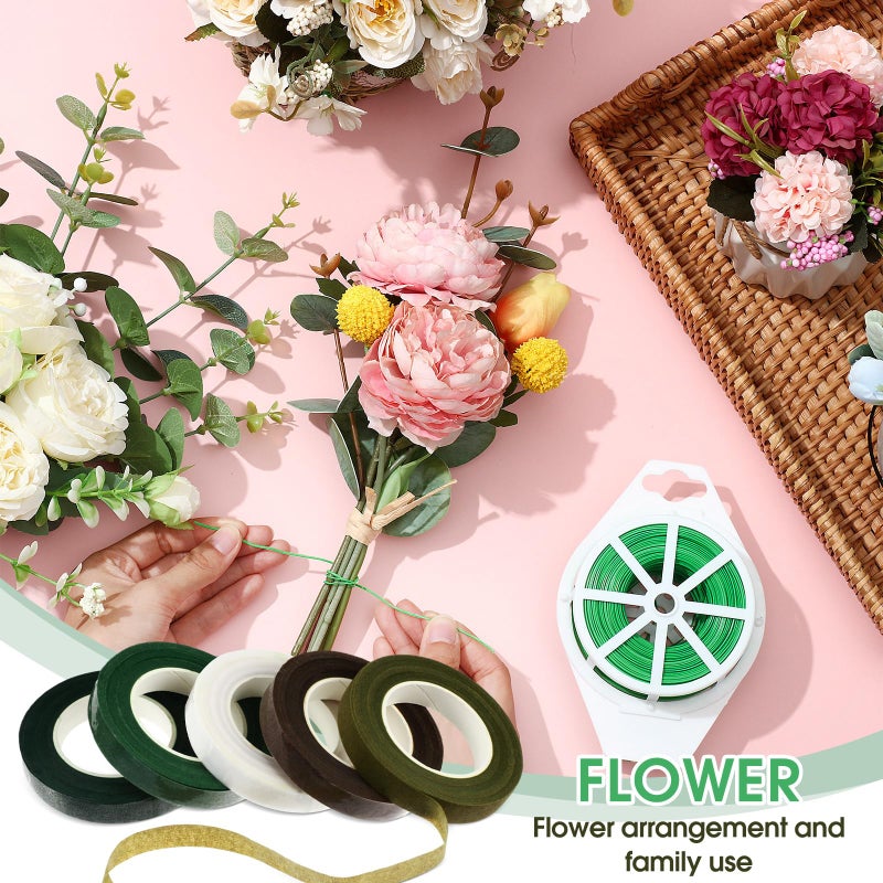 WILLBOND 121 Pcs Floral Arrangement Tool Kit, Valentine Rose Thorn Remover Pruner Trimmer Gloves 22/26 Gauge Paddle Tie Stem Pearl Corsage Pin Pruning Shears, Florist Tool Gift for Women - Image 5