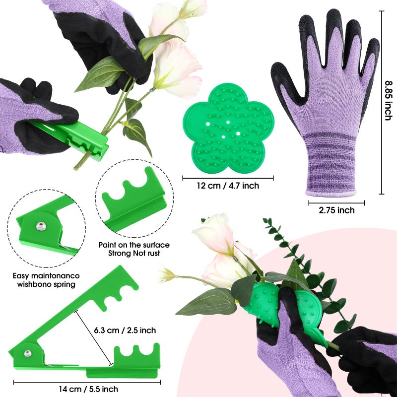 WILLBOND 121 Pcs Floral Arrangement Tool Kit, Valentine Rose Thorn Remover Pruner Trimmer Gloves 22/26 Gauge Paddle Tie Stem Pearl Corsage Pin Pruning Shears, Florist Tool Gift for Women - Image 3