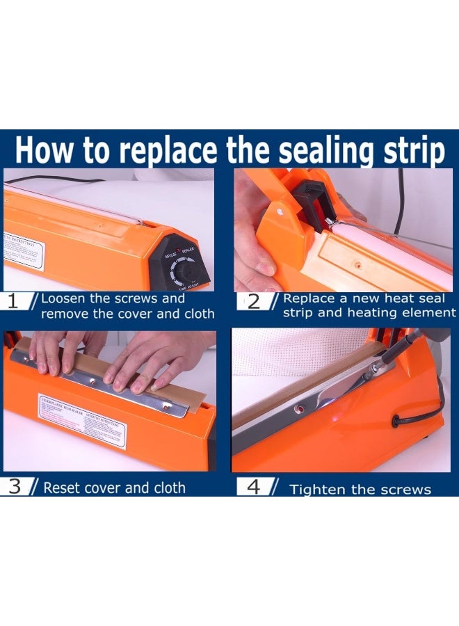 melfi Electric Impulse Heat Sealer Bag Sealing Machine With Extra Replaceable Element And Grip Ideal For Food Storage Packaging And Sealing Pe/Pp Bags 220-240V 400W 12Inch - Image 5