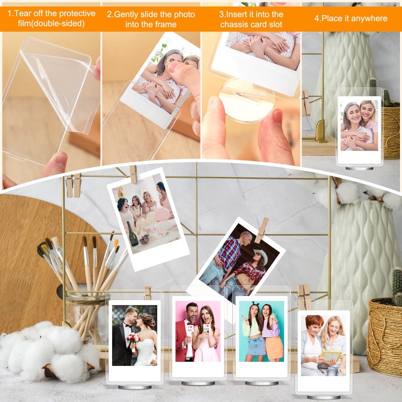 Marspark 15 Pcs 2x3inch Acrylic Photo Frame with Base Acrylic Photo Display Mini Picture Frames Double Sided Desktop Display Vertically for Film Mini Picture Ornaments(Clear,Square) - Image 4