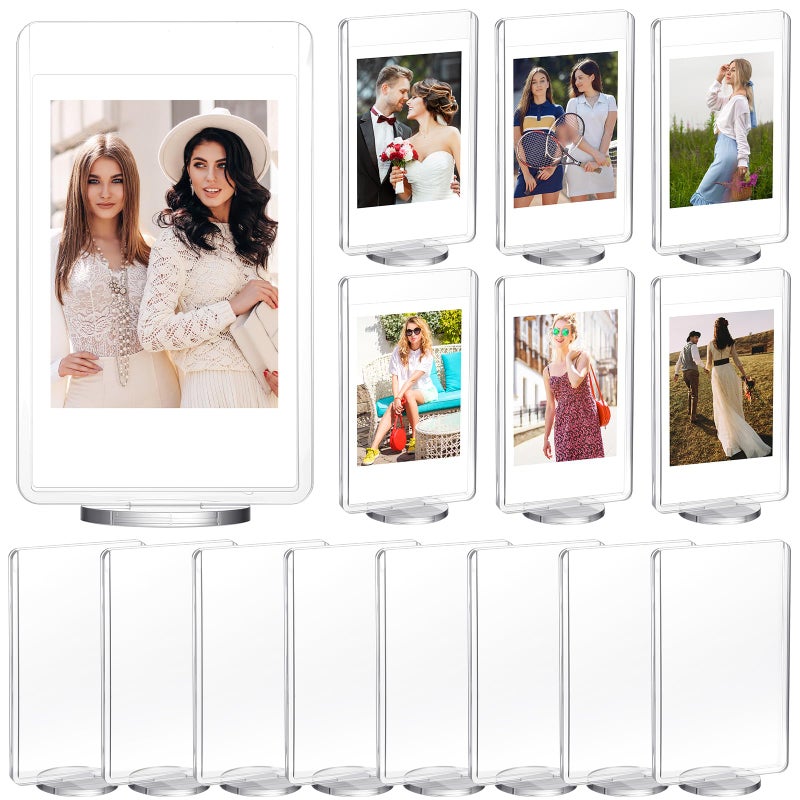 Marspark 15 Pcs 2x3inch Acrylic Photo Frame with Base Acrylic Photo Display Mini Picture Frames Double Sided Desktop Display Vertically for Film Mini Picture Ornaments(Clear,Square) - Image 1