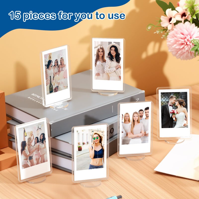 Marspark 15 Pcs 2x3inch Acrylic Photo Frame with Base Acrylic Photo Display Mini Picture Frames Double Sided Desktop Display Vertically for Film Mini Picture Ornaments(Clear,Square) - Image 5