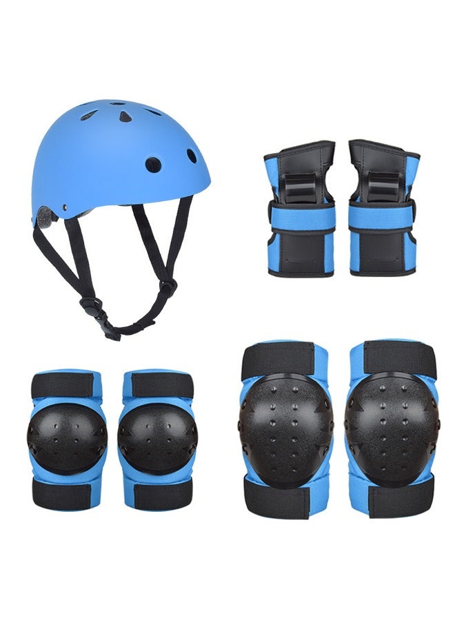 Kids Bike Helmet, Toddler Helmet for Ages 3-14, Skateboard Helmet Knee and Elbow Pads with Wrist Guards, Unisex, Multi-Sports, Skateboard, Bicycle, Scooter, Skating, Roller (Blue) - Image 1